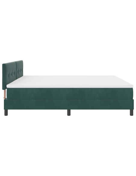 Letto a box con materasso e LED verde scuro 200x200 cm in velluto