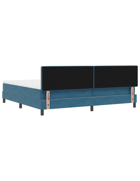letto box spring  con materasso e LED blu scuro 200x200 cm in velluto