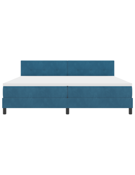 letto box spring  con materasso e LED blu scuro 200x200 cm in velluto