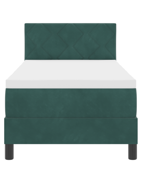 Letto Box Spring con Materasso e LED Verde Scuro 80x200 cm Velluto