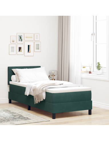 Letto a Sorgente LED con led Verde Scuro 80 x 200 cm Velluto