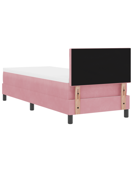 Letto Box Spring con Materasso e LED Rosa 80x200 cm Velluto