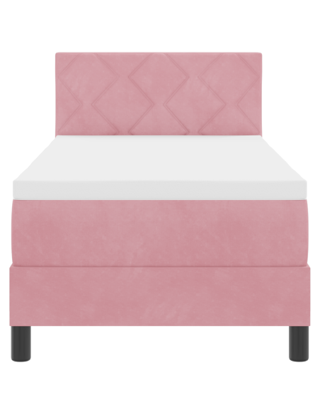 Letto Box Spring con Materasso e LED Rosa 80x200 cm Velluto