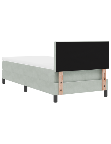 Letto a Sorgente LED con led Grigio chiaro 90 x 190 cm Velluto