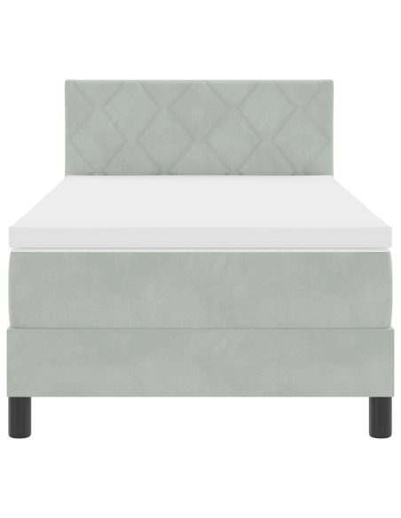 Letto Box Spring con Materasso e Luce LED Grigio Chiaro 90x190 cm Velluto