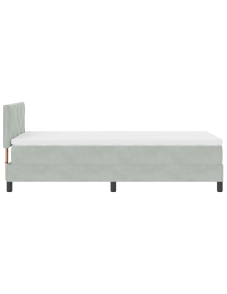 Letto Box Spring con Materasso e Luce LED Grigio Chiaro 90x190 cm Velluto