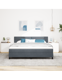 Letto a Sorgente LED con led Grigio scuro 180 x 200 cm Velluto