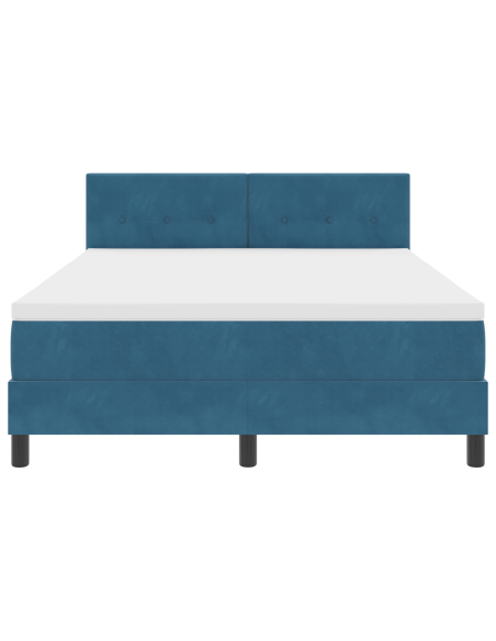 Letto a Molle con Materasso & LED Blu Scuro 140x200 cm Velluto