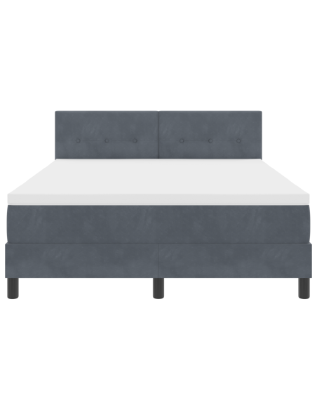Letto Box Spring con Materasso e LED Grigio Scuro 160x200 cm Velluto