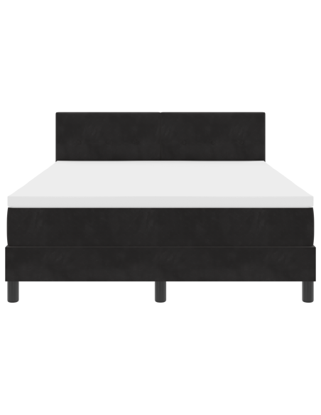 Letto Box Spring con Materasso e LED Nero 160x200 cm Velluto