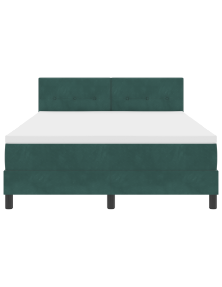 Letto Box Spring  con Materasso e LED Verde Scuro 160x200 cm Velluto