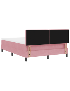Letto a Sorgente LED con materasso Rosa 160 x 200 cm Velluto 2