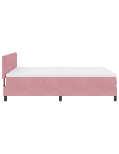 Letto a Sorgente LED con materasso Rosa 160 x 200 cm Velluto