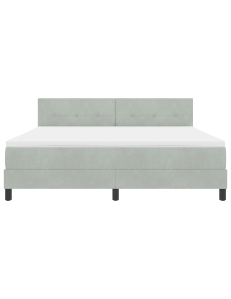 Letto Box Spring  con Materasso e Luce LED Grigio Chiaro 180x200 cm Velluto