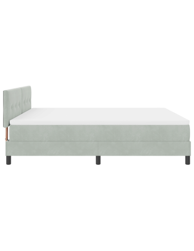 Letto a Sorgente LED con led Grigio chiaro 180 x 200 cm Velluto