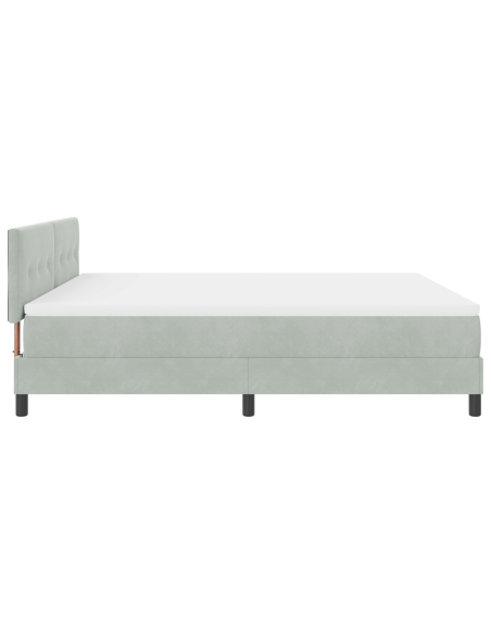 Letto Box Spring  con Materasso e Luce LED Grigio Chiaro 180x200 cm Velluto