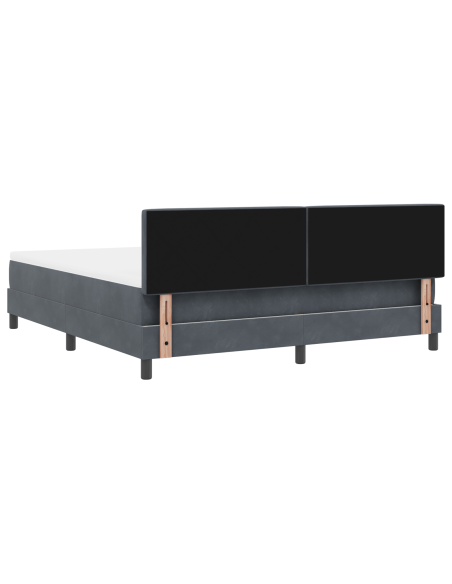 Letto a Sorgente LED con led Grigio scuro 180 x 200 cm Velluto