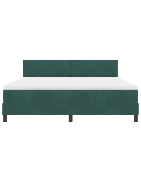 Letto a molla box con materasso e LED Verde scuro 180x200 cm in velluto