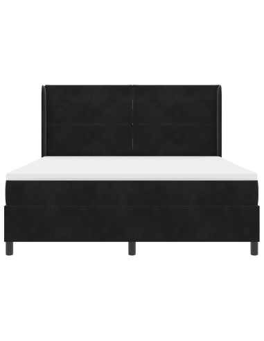Letto a molle con materasso Nero 180 x 200 cm Velluto