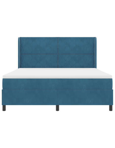 Letto Box Spring con Materasso Blu Scuro 180x200 cm in Velluto
