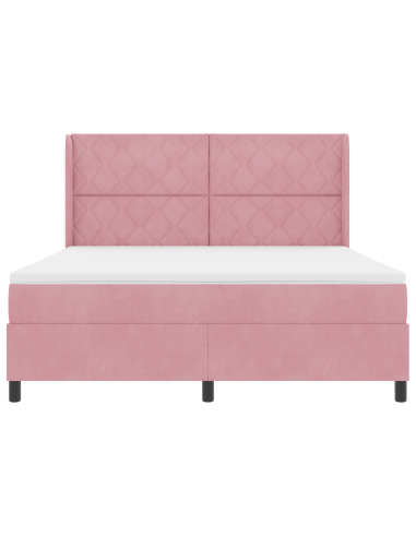 Letto a molle con materasso Rosa 180 x 200 cm Velluto