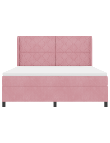 Letto a molle con materasso Rosa 180 x 200 cm Velluto