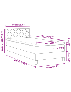 Letto a Sorgente LED con led Verde Scuro 90 x 200 cm Velluto