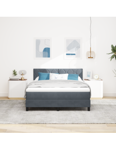 Letto a Sorgente LED con led Grigio scuro 140 x 200 cm Velluto