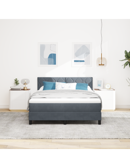 Letto Box Spring con Materasso e LED Grigio Scuro 140x200 cm Velluto