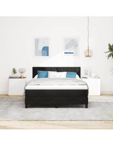 Letto a Sorgente LED con materasso Nero 140 x 200 cm Velluto