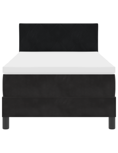 Letto a Sorgente LED con materasso Nero 90 x 190 cm Velluto