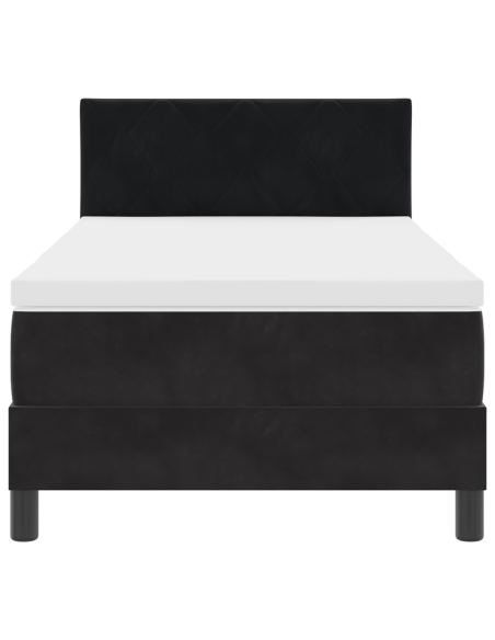 Letto a Sorgente LED con materasso Nero 90 x 190 cm Velluto