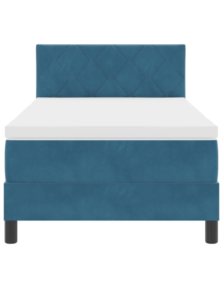 Letto a box spring con materasso & LED Blu scuro 90x190 cm Velluto