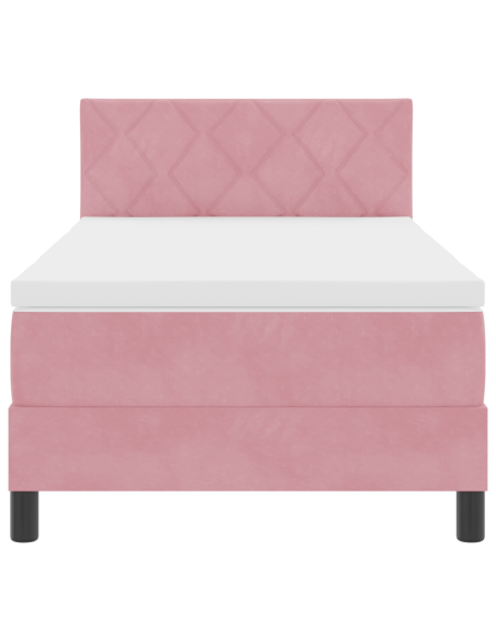 Letto a Box Spring con Materasso e LED Rosa 90x190 cm Velluto