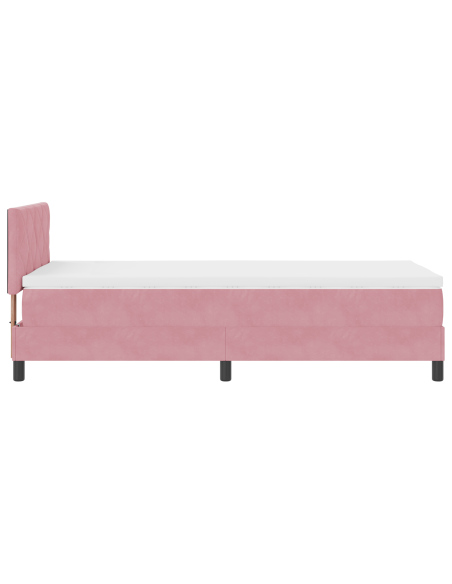 Letto a Box Spring con Materasso e LED Rosa 90x190 cm Velluto