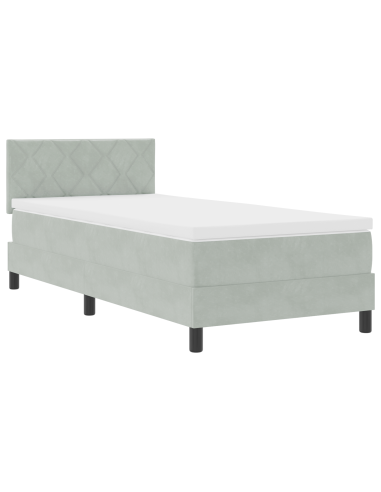 Letto a Sorgente LED con led Grigio chiaro 90 x 200 cm Velluto