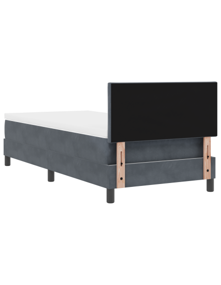 Letto Box Spring con Materasso e LED Grigio Scuro 100x200 cm Velluto