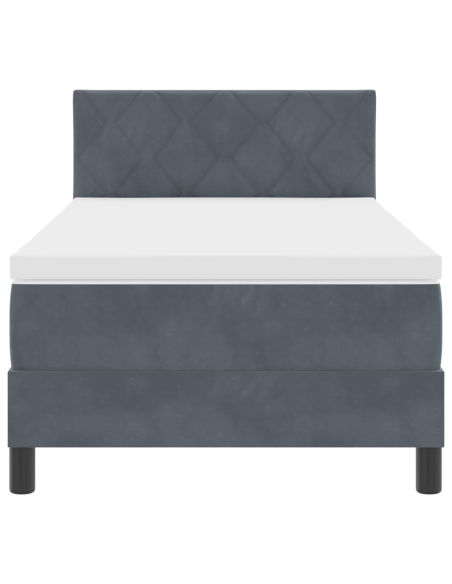 Letto Box Spring con Materasso e LED Grigio Scuro 100x200 cm Velluto