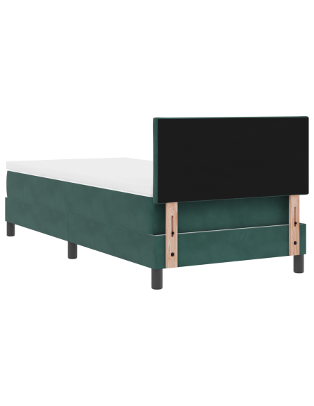 Letto Box Spring con Materasso & LED Verde Scuro 100x200 cm Velluto