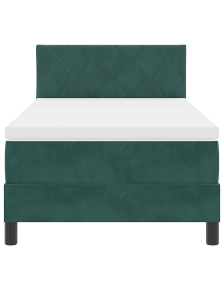 Letto Box Spring con Materasso & LED Verde Scuro 100x200 cm Velluto