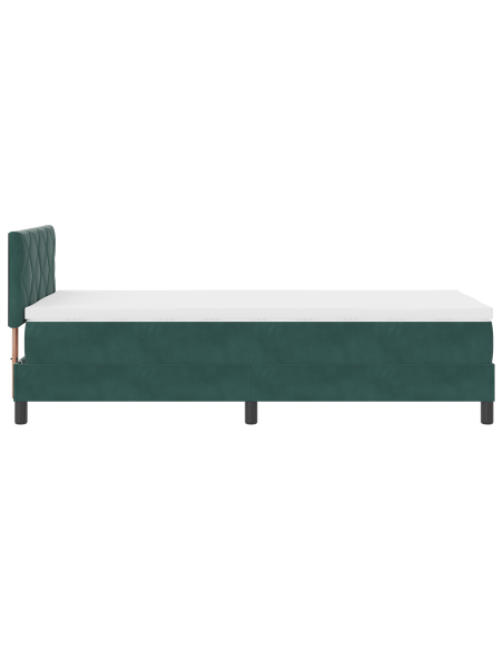 Letto Box Spring con Materasso & LED Verde Scuro 100x200 cm Velluto