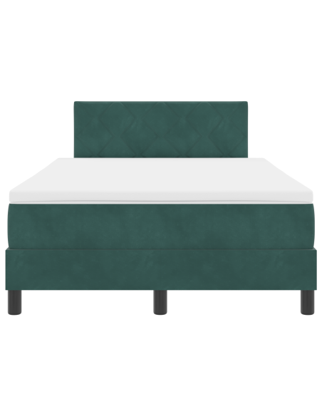 Letto a Box Spring con Materasso e LED Verde Scuro 120x190 cm in Velluto