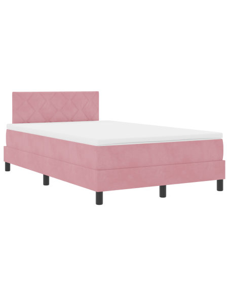 Letto a Sorgente LED con materasso Rosa 120 x 190 cm Velluto