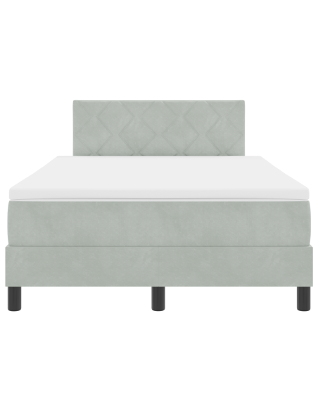 Letto a molle con materasso e luce LED grigia chiara 120x200 cm in velluto