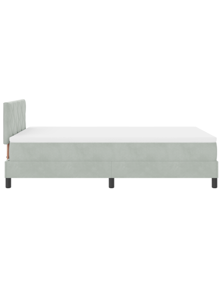 Letto a molle con materasso e luce LED grigia chiara 120x200 cm in velluto