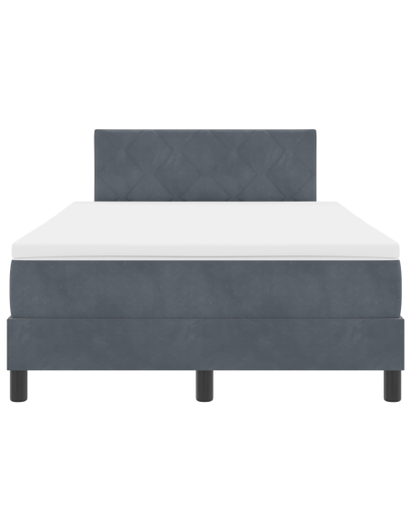 letto Box Spring  con materasso e LED grigio scuro 120x200 cm in velluto