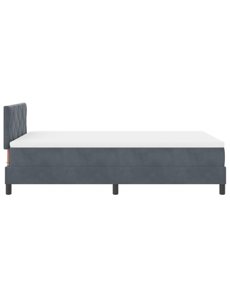 letto Box Spring  con materasso e LED grigio scuro 120x200 cm in velluto