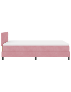 Letto a Sorgente LED con materasso Rosa 120 x 200 cm Velluto 2