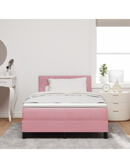 Letto a Molle con Materasso e LED Rosa 120x200 cm Velluto