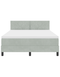 Letto a Sorgente LED con led Grigio chiaro 140 x 190 cm Velluto 2